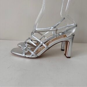 NEW Sam Edelman Emmie Silver Strappy Heeled Women's Sandals, Sz 7.5